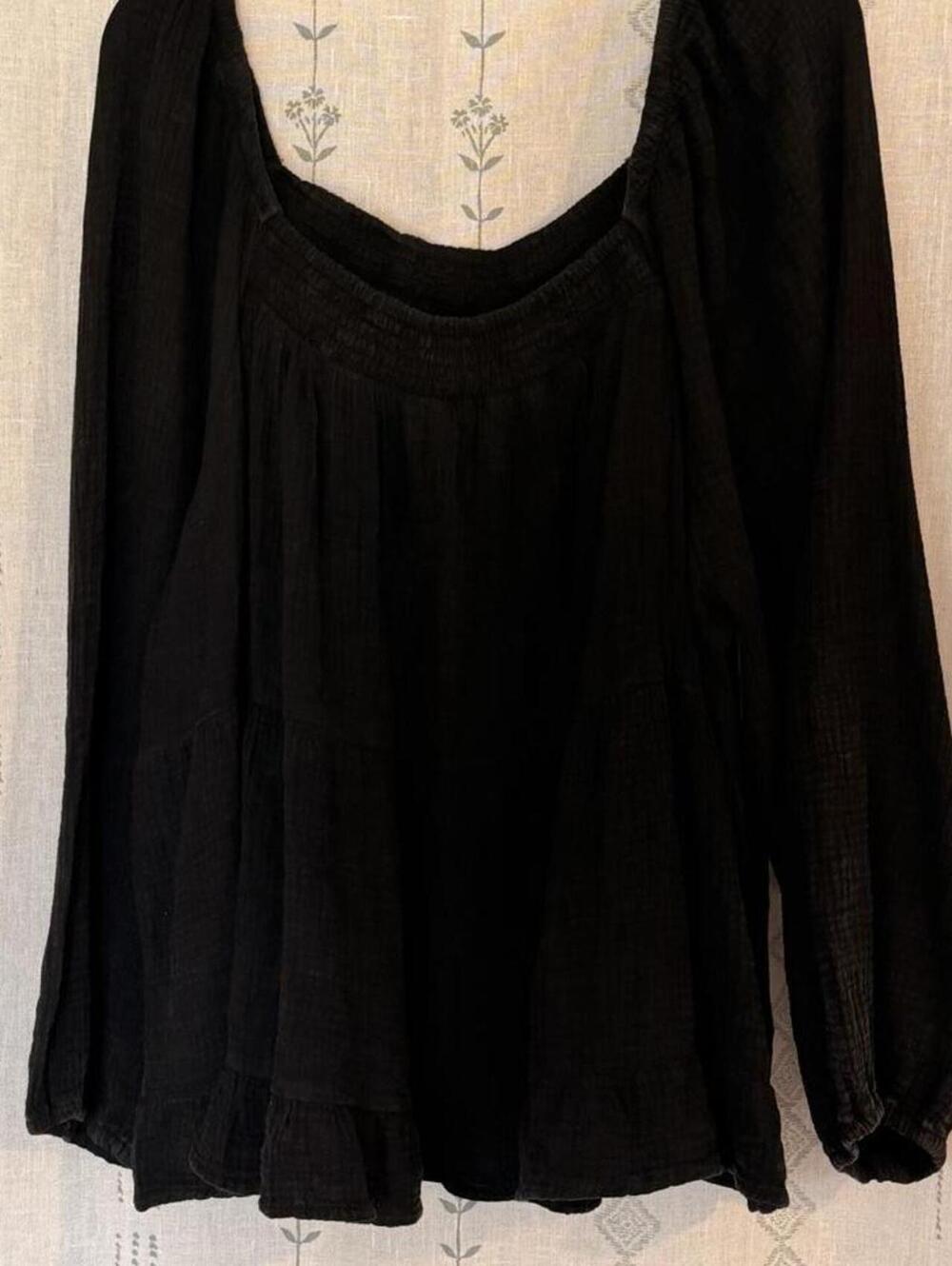 NWT Hayden Los Angeles Washed Black Peplum Flowy Boho Cottagecore Goth Top-2XL